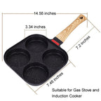 Foorey Home Egg Pan 4 Cup Nonstick Frying Omelette Pan with Lid for Breakfast Skillet for Eggs Pancake with 1 Spatula 1 Brush