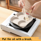 Foorey Home Egg Pan 4 Cup Nonstick Frying Omelette Pan with Lid for Breakfast Skillet for Eggs Pancake with 1 Spatula 1 Brush