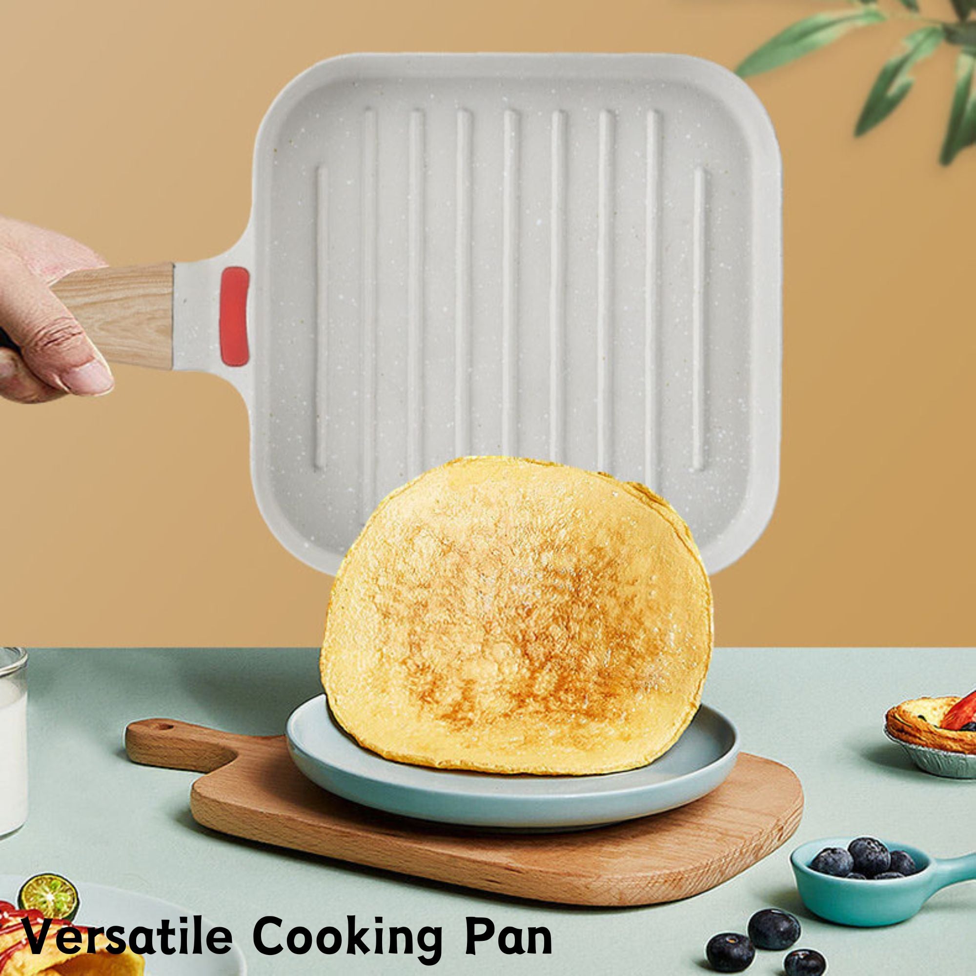 Foorey Home Grill Pan with Lid Non Stick Griddle Pan for Stove Top Indoor Cooking Steak Pan Square Aluminum Skillet Grilling Induction Compatible with Tong 7.48 inches