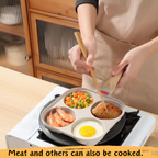 Foorey Home Egg Pan 4 Cup Nonstick Frying Omelette Pan with Lid for Breakfast Skillet for Eggs Pancake with 1 Spatula 1 Brush