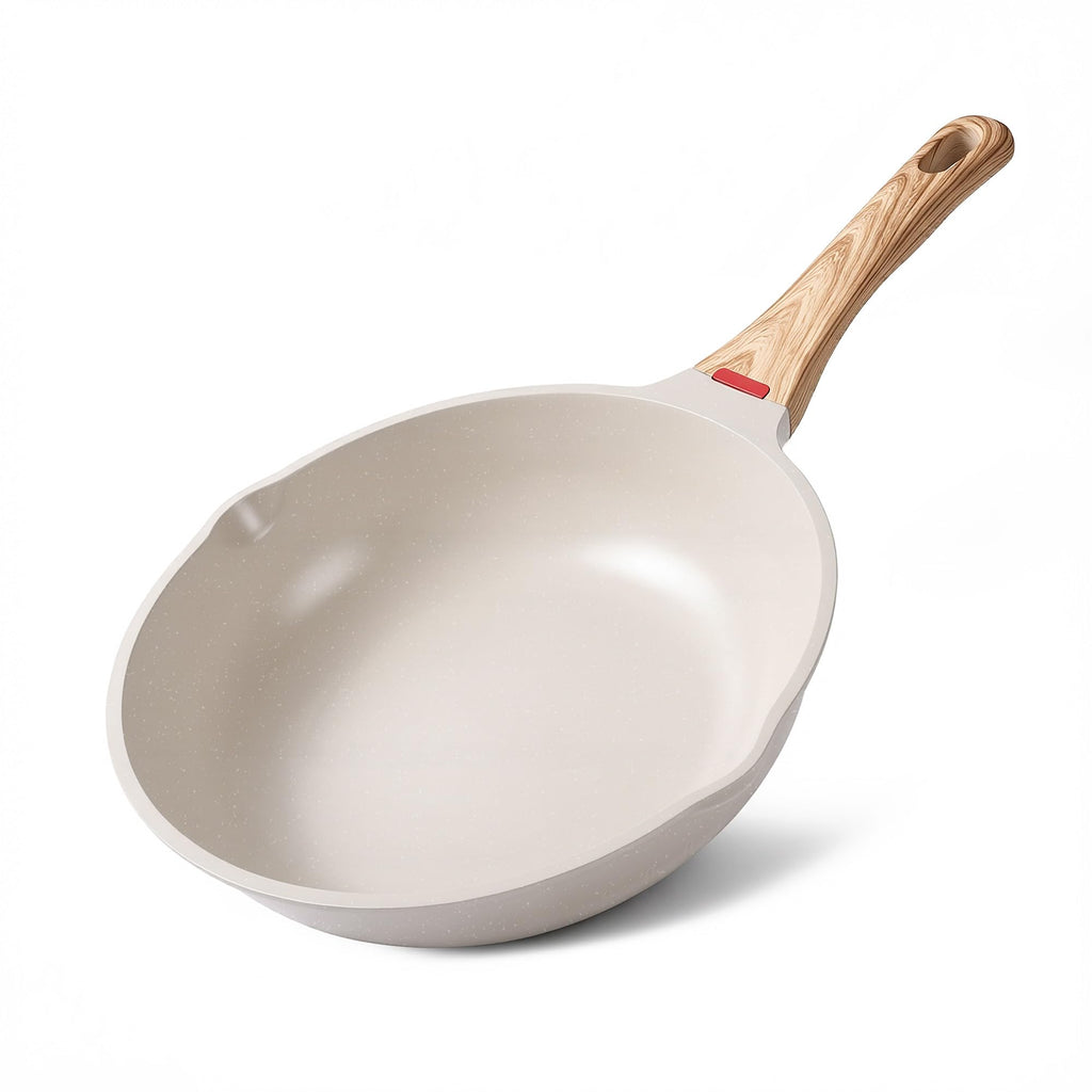 Foorey Home Non Stick Frying Pan Heat-Resistant Handle Nonstick Skillet Cookware Healthy Omelette Pan Compatible with All Stoves 9.44 Inch