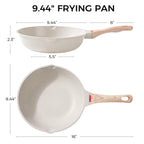 Foorey Home Non Stick Frying Pan Heat-Resistant Handle Nonstick Skillet Cookware Healthy Omelette Pan Compatible with All Stoves 9.44 Inch