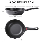 Foorey Home Non Stick Frying Pan Heat-Resistant Handle Nonstick Skillet Cookware Healthy Omelette Pan Compatible with All Stoves 9.44 Inch