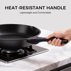 Foorey Home Non Stick Frying Pan Heat-Resistant Handle Nonstick Skillet Cookware Healthy Omelette Pan Compatible with All Stoves 9.44 Inch