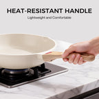 Foorey Home Non Stick Frying Pan Heat-Resistant Handle Nonstick Skillet Cookware Healthy Omelette Pan Compatible with All Stoves 9.44 Inch