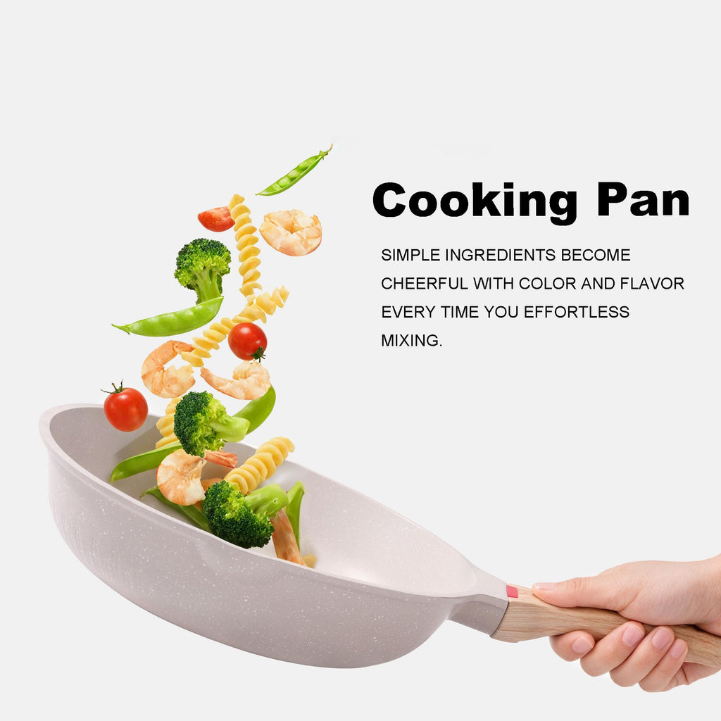 Foorey Home Non Stick Frying Pan Heat-Resistant Handle Nonstick Skillet Cookware Healthy Omelette Pan Compatible with All Stoves 9.44 Inch