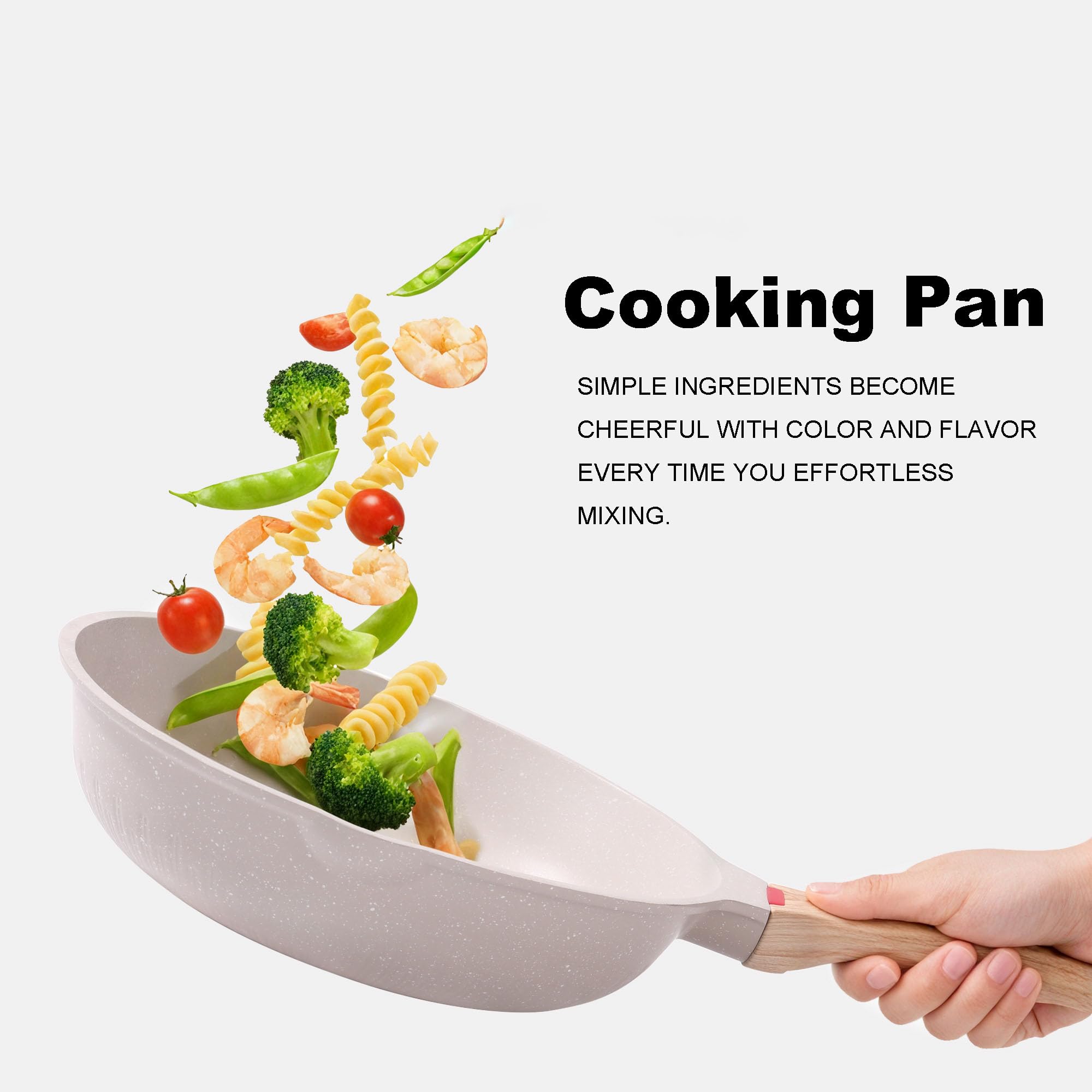 Foorey Home Non Stick Frying Pan Heat-Resistant Handle Nonstick Skillet Cookware Healthy Omelette Pan Compatible with All Stoves 9.44 Inch