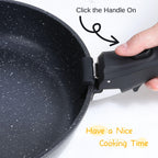 Black Pots and Pans Set Non Stick Removable Handle Ceramic Cookware Set Nonstick 9Pcs Dishwasher Oven Safe RV Kitchen Cooking Set Stackable Induction Cookware (Black, 9Pcs)