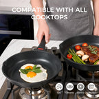 Foorey Home Non Stick Frying Pan Heat-Resistant Handle Nonstick Skillet Cookware Healthy Omelette Pan Compatible with All Stoves 9.44 Inch