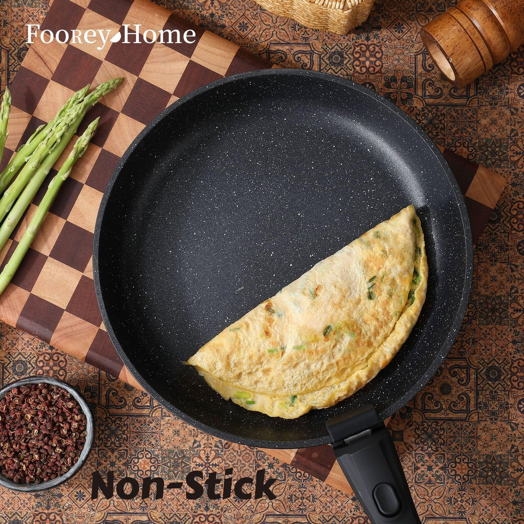 Black Pots and Pans Set Non Stick Removable Handle Ceramic Cookware Set Nonstick 9Pcs Dishwasher Oven Safe RV Kitchen Cooking Set Stackable Induction Cookware (Black, 9Pcs)