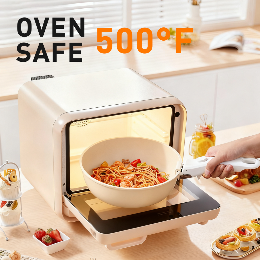 Foorey Home Ceramic Cookware Set 9 Pcs Pots and Pans Set with Detachable Handles Cooking Pan Saucepan Set Skillet Healthy Induction Cookware Oven Safe Dishwasher RV Kitchen