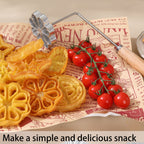 Foorey Home Rosette Maker with 8 Heads Bunuelos Mold with 2 Handle Waffle Cooking Stamp Cookie Press Mold for Kitchen Baking Funnel Cake Mould Star Flower Circle Heart Hexagon Square 10 Pieces