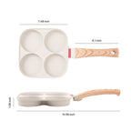 Foorey Home Egg Pan 4 Cup Nonstick Frying Omelette Pan with Lid for Breakfast Skillet for Eggs Pancake with 1 Spatula 1 Brush