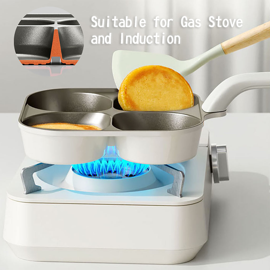Foorey Home Egg Pan Upgraded Titanium 4-Cup Nonstick Fried Egg Omelette Pan with Ergonomic Handle Breakfast Skillet Pancake Gas Stove and Induction Compatible Ideal for Mom