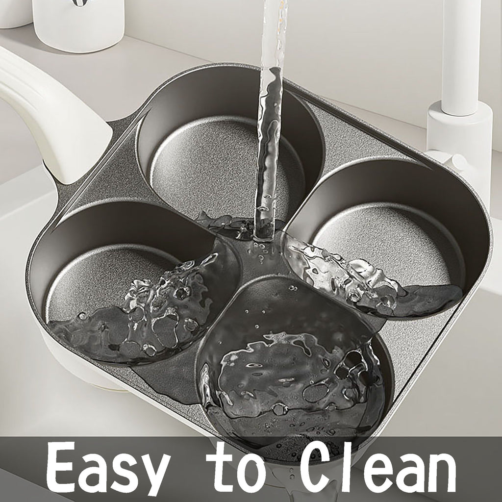 Foorey Home Egg Pan Upgraded Titanium 4-Cup Nonstick Fried Egg Omelette Pan with Ergonomic Handle Breakfast Skillet Pancake Gas Stove and Induction Compatible Ideal for Mom