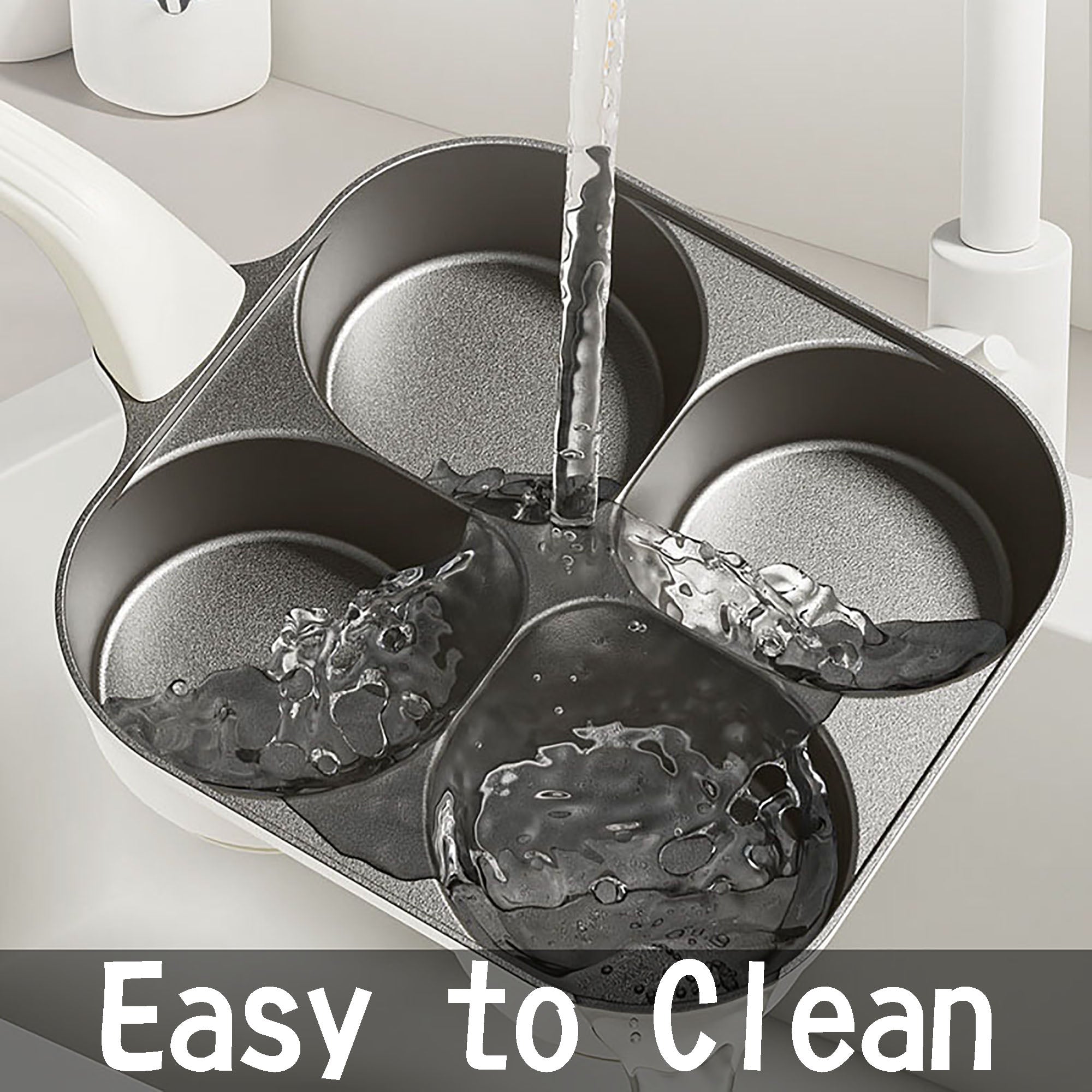 Foorey Home Egg Pan Upgraded Titanium 4-Cup Nonstick Fried Egg Omelette Pan with Ergonomic Handle Breakfast Skillet Pancake Gas Stove and Induction Compatible Ideal for Mom