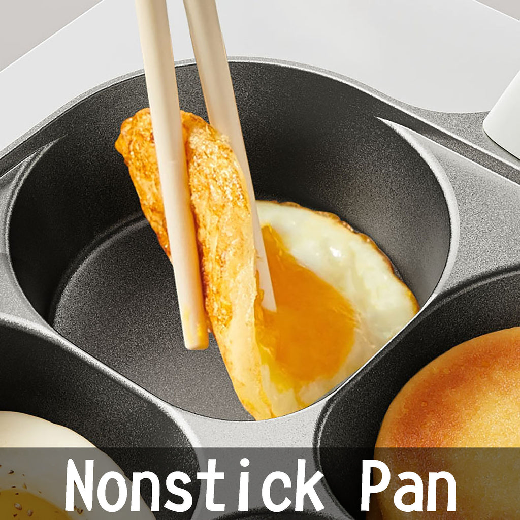 Foorey Home Egg Pan Upgraded Titanium 4-Cup Nonstick Fried Egg Omelette Pan with Ergonomic Handle Breakfast Skillet Pancake Gas Stove and Induction Compatible Ideal for Mom